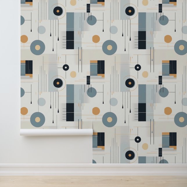 Papier Peint Motif géométrique rétro aux tons pastel (Application)