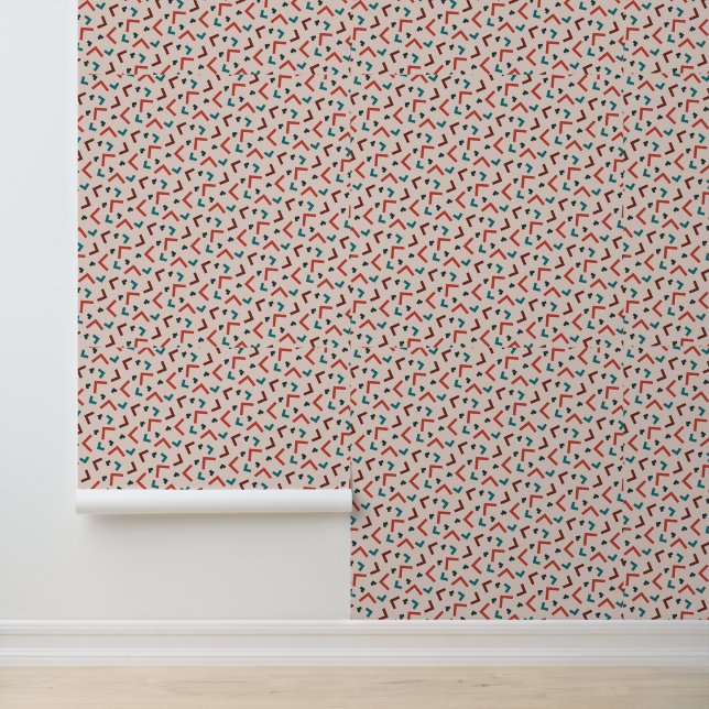 Papier Peint Motif géométrique rétro coloré (Application)