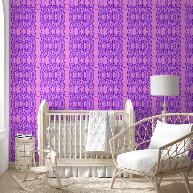 Papier Peint Motif géométrique rose et violet (Enfants)