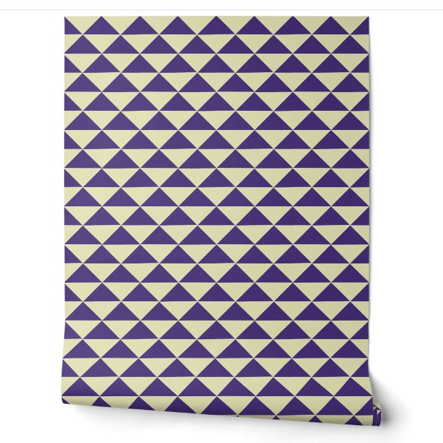 Papier Peint Motif géométrique triangle moderne violet et crème (Déroulement)