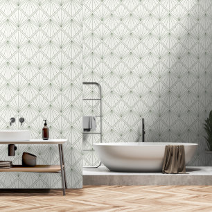 Papier Peint Motif géométrique vert blanc