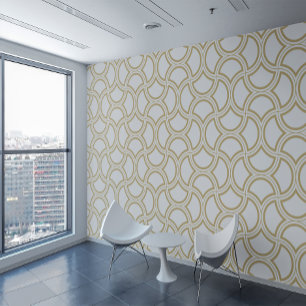 Papier Peint Motif Gold Art Déco en blanc