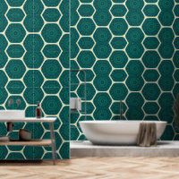 Motif Hexagon Mandala géométrique - Deep Green & B