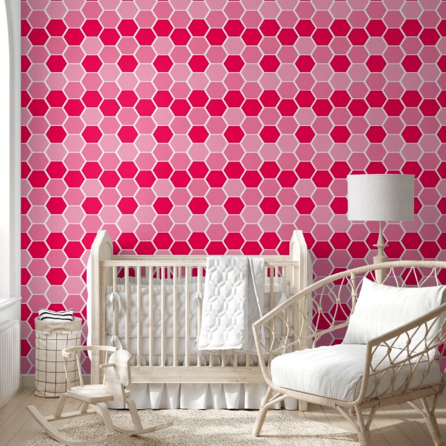 Papier Peint Motif hexagonal rose mou (Enfants)