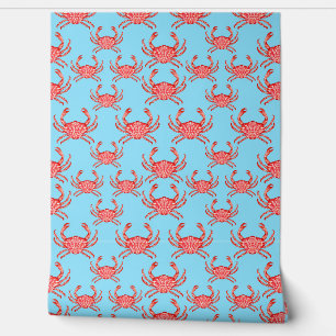 Papier Peint Motif homard sur bleu marine