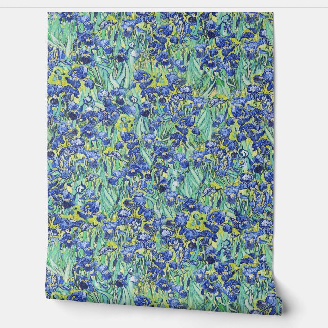 Papier Peint Motif Iris Bleus de Van Gogh (Déroulement)