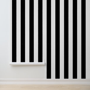 Papier Peint Motif large bande noir et blanc