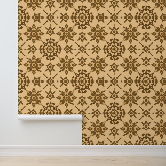 Papier Peint Motif Mandala Abstrait dans Earthy Browns (Application)