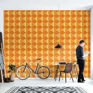 Papier Peint Motif marocain Orange et or lux