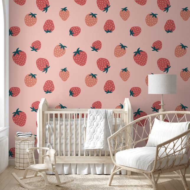 Papier Peint Motif mignon fraise sans couture (Enfants)