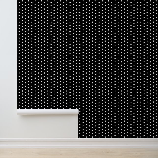 Papier Peint Motif Noir Blanc à pois Mode Rétro (Application)