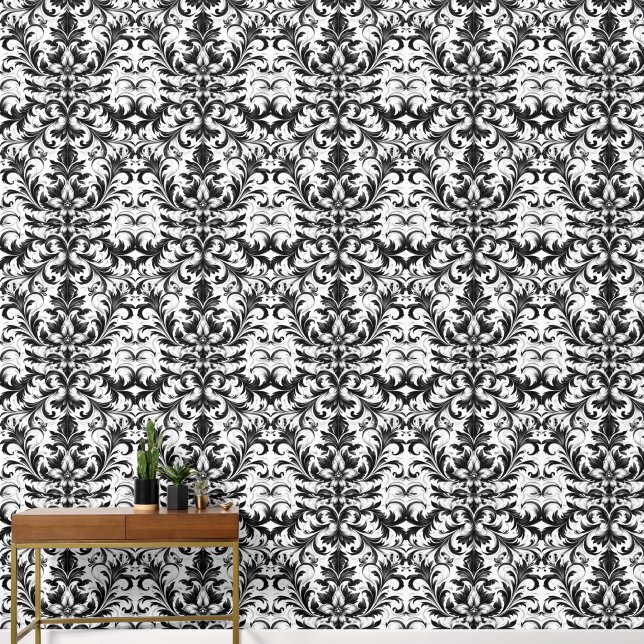 Papier Peint Motif noir et blanc élégant (Couloir)