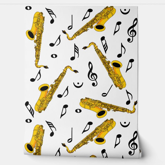 Papier Peint Motif note musique saxophone (Déroulement)