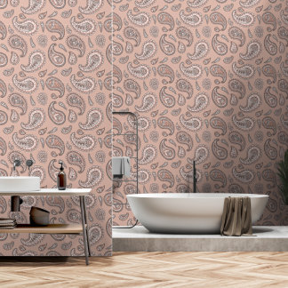 Papier Peint Motif Paisley Pêche Rétro Vintage