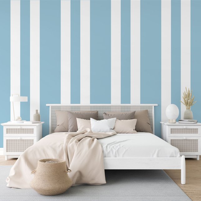 Papier Peint Motif Pastel Aquamarine Blue White Stripes (Créateur téléchargé)