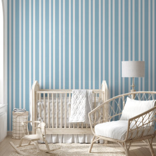 Papier Peint Motif Pastel Blue Aquamarine White Stripes
