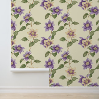 Papier Peint Motif plante Liana avec fleur Clematis violet