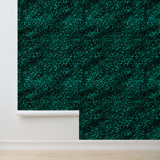Papier Peint motif poster de animal léopard turquoise et noir