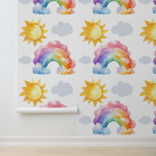Papier peint Motif Rainbow Sun SKy
