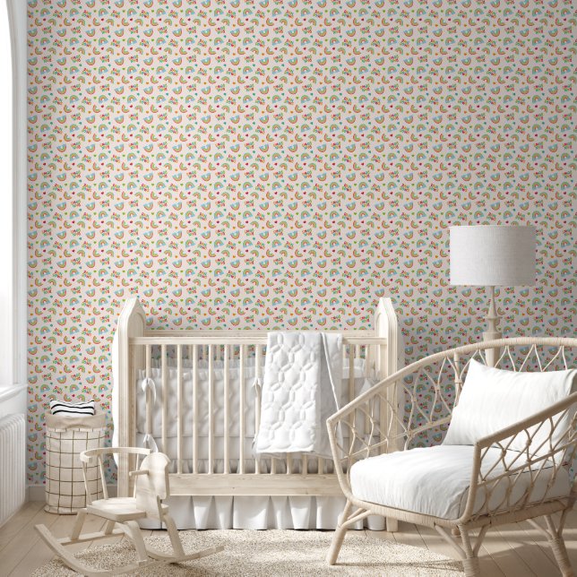 Papier Peint Motif Rainbows & Clouds (Enfants)