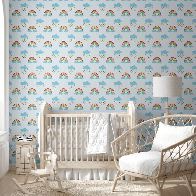 Papier Peint Motif Rainbows & Clouds (Enfants)