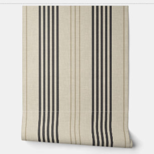 Papier Peint Motif rayé à pois au charbon de bois classique