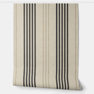 Papier Peint Motif rayé à pois au charbon de bois classique