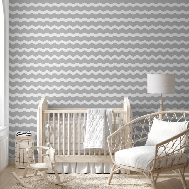 Papier Peint Motif rayé gris ric rac (Enfants)