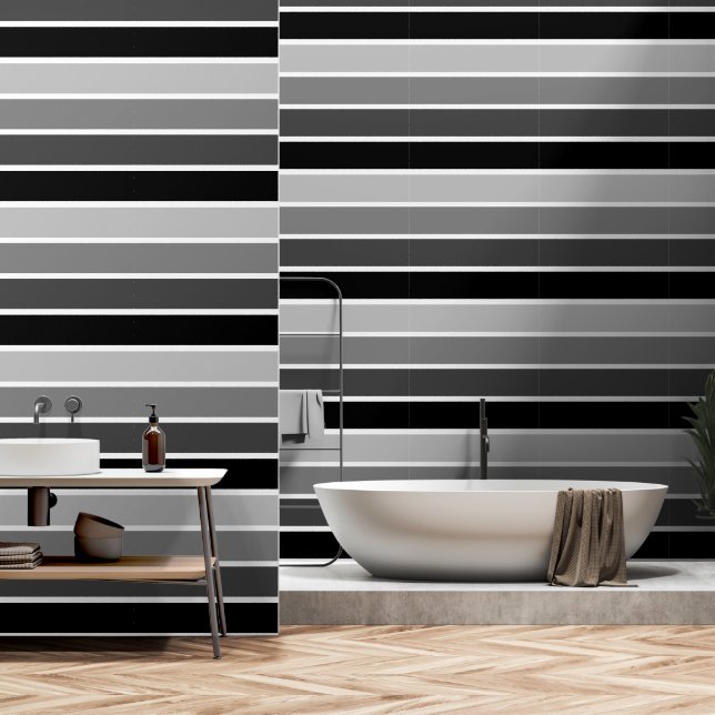 Papier Peint Motif rayé Migné noir Ombre (Salle de bain)