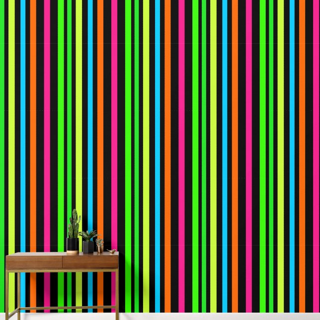 Papier Peint Motif Rayures Néon (Couloir)