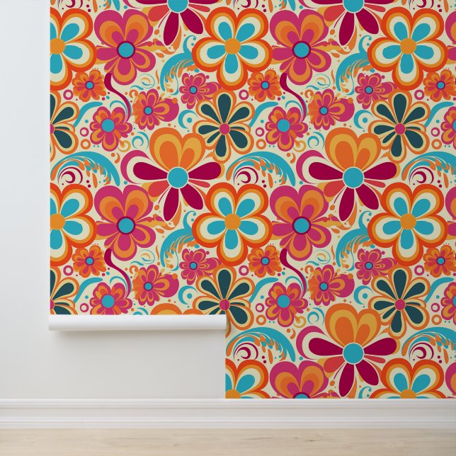 Papier Peint motif rétro carrelé cool (Application)