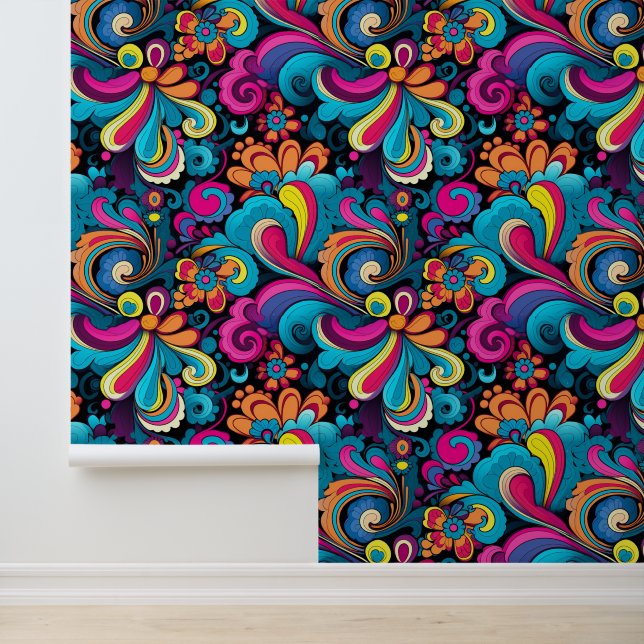 Papier Peint motif rétro carrelé cool (Application)