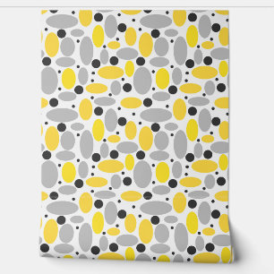 Papier Peint motif rétro haricot gris jaune pour décoration à d