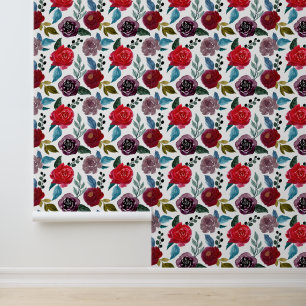 Papier Peint Motif rose carrelé mignon