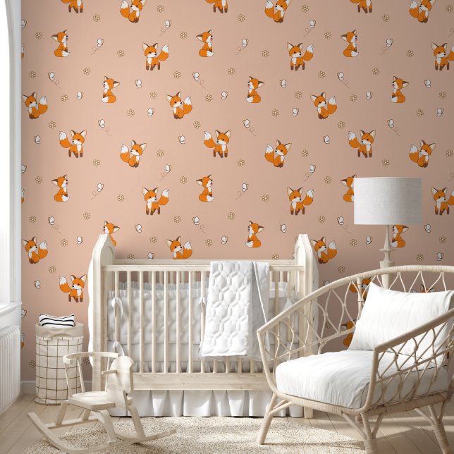 Papier Peint Motif rose Little Fox (Enfants)