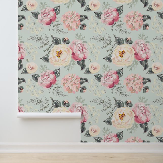 Papier Peint Motif rose Rose Garden (Application)