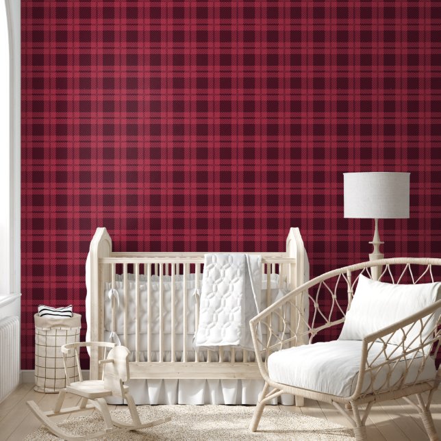 Papier Peint Motif Rouge Chèques Plaid Bureau (Enfants)