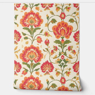 Papier Peint motif rouge de Bohême vintage