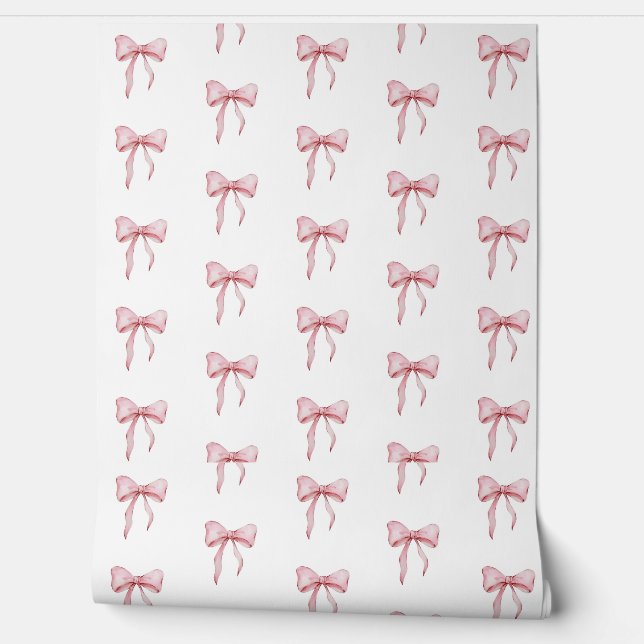Papier Peint Motif Ruban Rose Élégant (Déroulement)