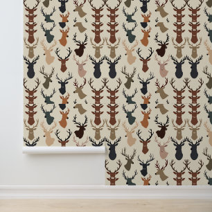Papier Peint Motif Rustic Deer Animaux boisés modernes