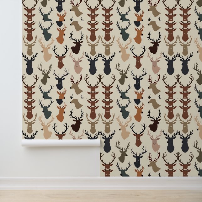 Papier Peint Motif Rustic Deer | Animaux boisés modernes (Application)