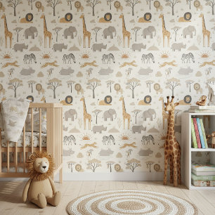 Papier Peint Motif Safari au lever du soleil Savane ID1259