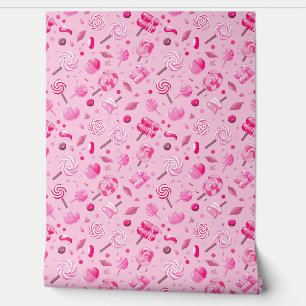 Papier Peint Motif sans couture avec bonbons, lollipopes, bleu