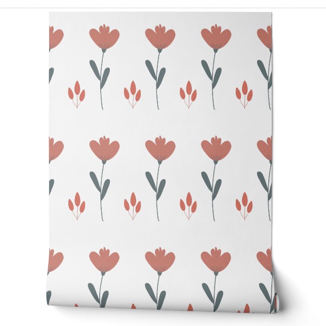 Papier Peint motif sans couture avec fleurs et feuilles (Déroulement)