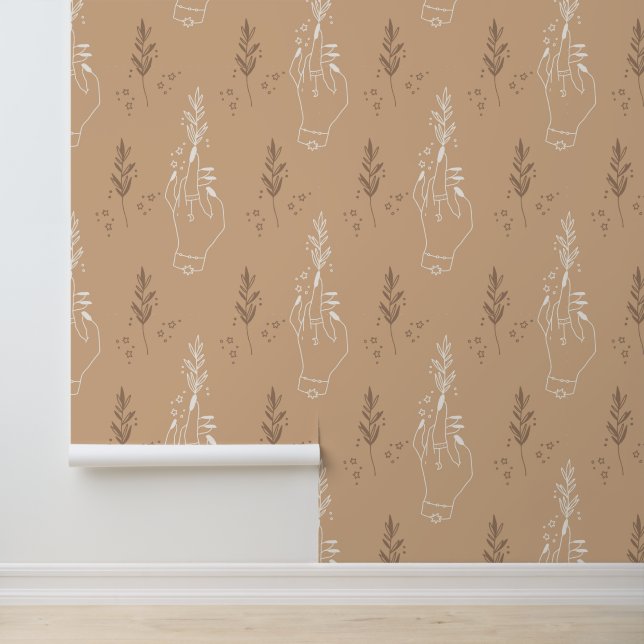 Papier Peint Motif sans couture de main mystique céleste Boho (Application)