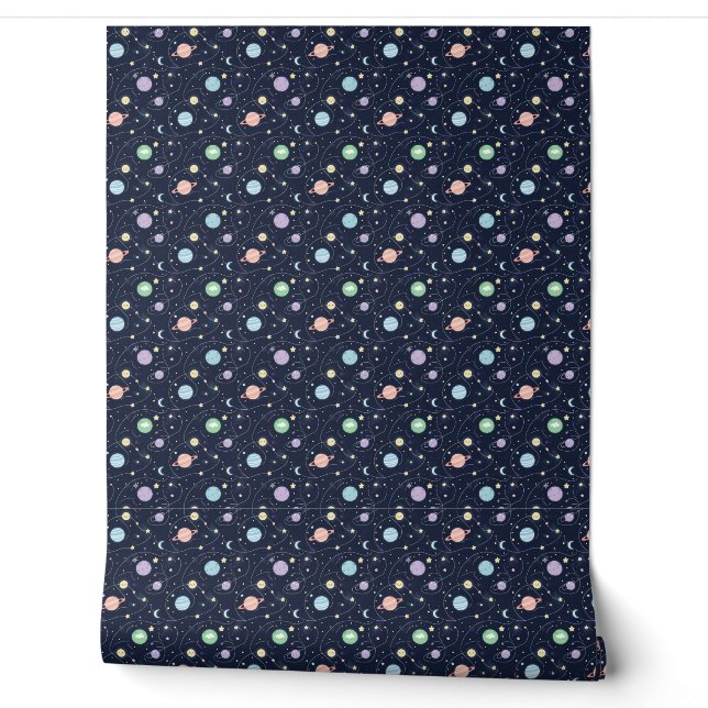 Papier Peint Motif sans couture de planètes du système solaire (Déroulement)