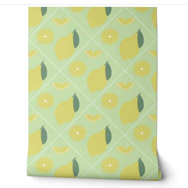 Papier Peint motif sans soudure citron (Déroulement)