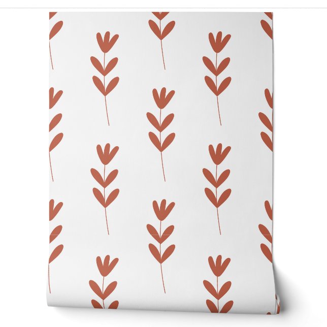 Papier Peint motif simple botanique sans couture avec fl orange (Déroulement)