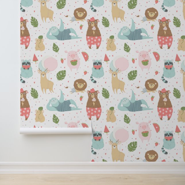 Papier Peint Motif Sloth & Friends (Application)