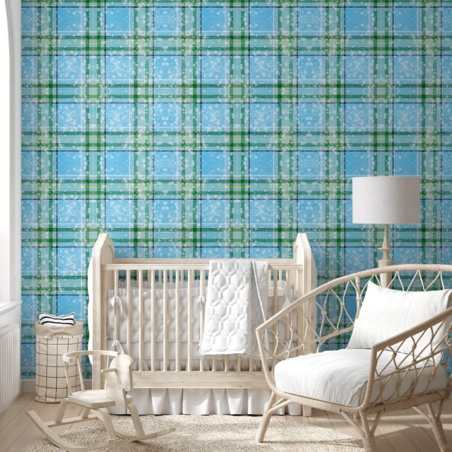 Papier Peint Motif Tartan à carreaux de neige hivernale  (Enfants)